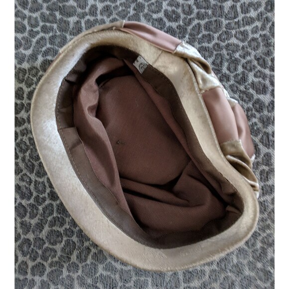 Vintage Cloche Hat Metallic Bronze Velvet Rose Gold Satin - Picture 8 of 9
